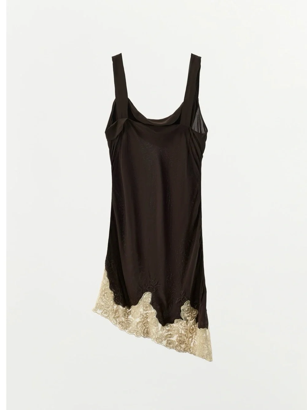 Zara Black Slip Dress with Cream Lace Trim worn once